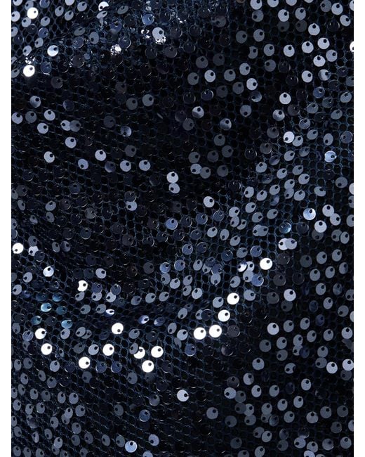 16Arlington Blue Eima Sequined Tulle Halterneck Gown