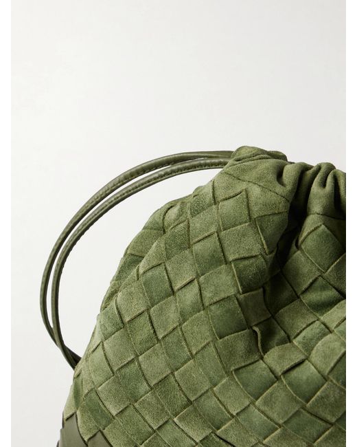 Bottega Veneta Green Dustbag Intrecciato Suede Shoulder Bag