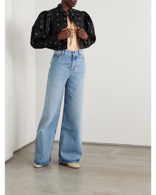 Chloé Blue Jacke Aus Einer Baumwoll-Seidenmischung