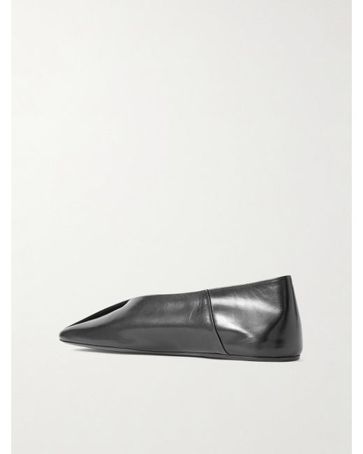 Jil Sander Black Asymmetrische Flache Schuhe Aus Leder
