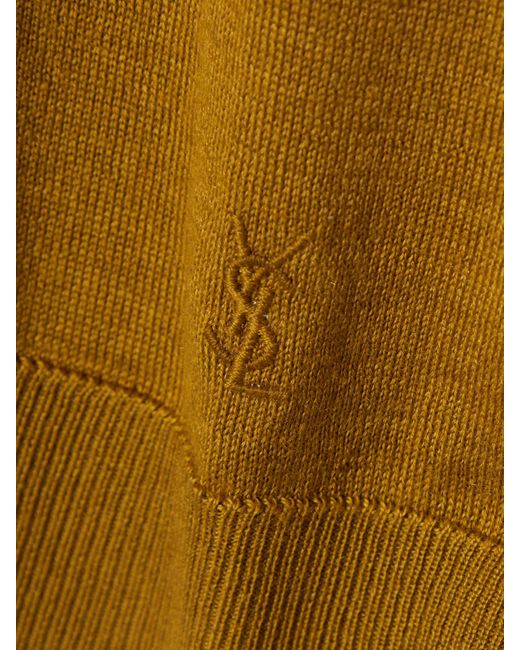 Saint Laurent Natural Oberteil Aus Einer Mischung Aus Wolle, Kaschmir Und Seide Mit Polokragen Und Stickerei