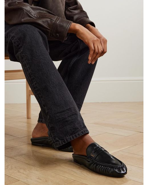 Saint Laurent White Le Loafer Logo-Embellished Slip-Ons