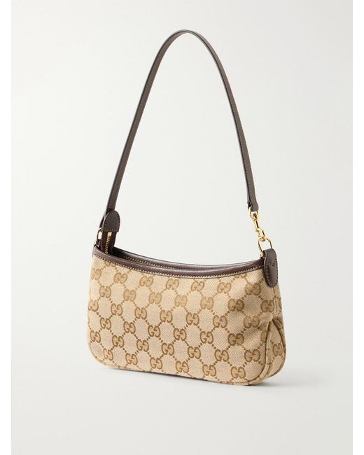 Gucci Natural Gossip Mini Leather-Trimmed Printed Coated-Canvas Shoulder Bag