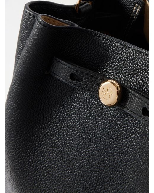 Tory Burch Black Romy Textured-Leather Shoulder Bag