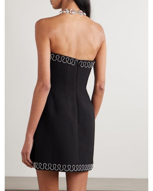 Rebecca Vallance Black Nyx Strapless Crystal-Embellished Crepe Mini Dress