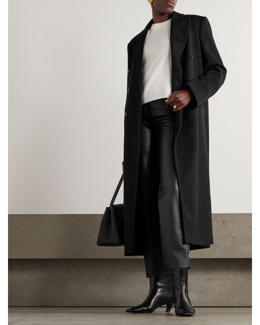 Loulou de Saison Black Rosco Double-Breasted Brushed-Wool And Cashmere-Blend Coat