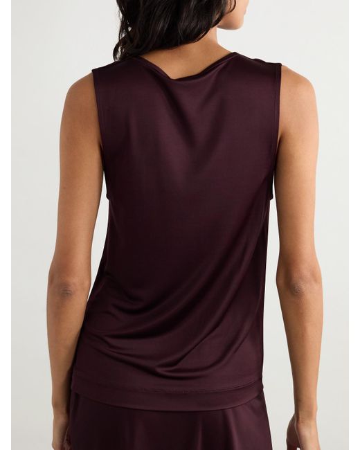 Dries Van Noten Purple Oberteil Aus Glänzendem Jersey Mit Twist-Details