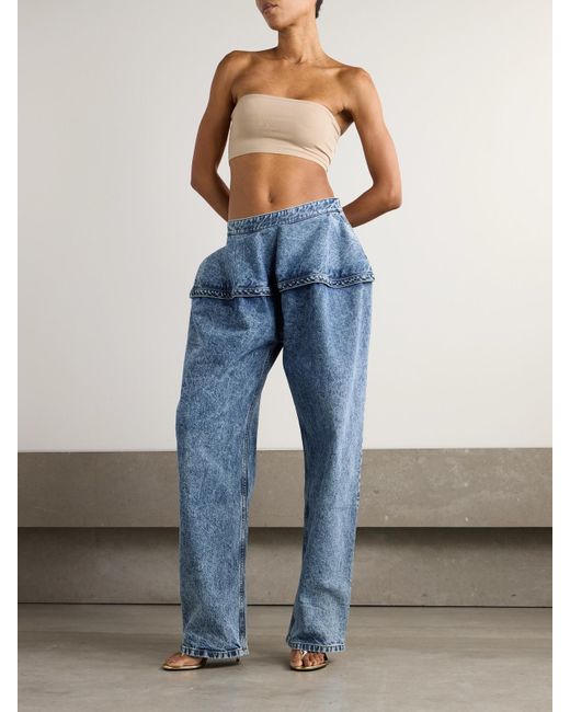 Alaïa Blue Jeans Mit Weitem Bein