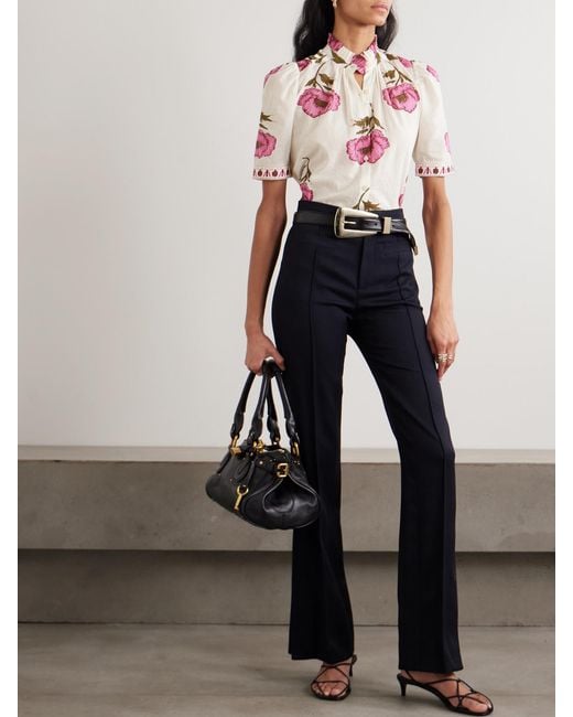 Alix Of Bohemia Pink Winn Ruffled Floral-Print Cotton-Voile Blouse