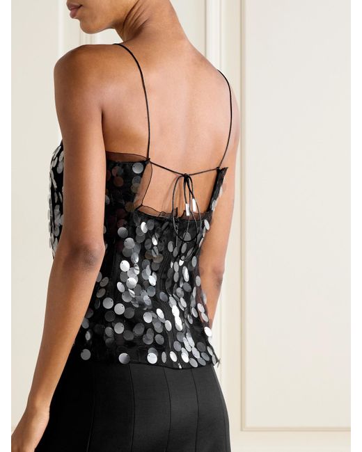16Arlington Black Suero Paillette-Embellished Chiffon Top