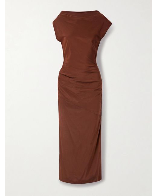blackthorn maxi dress green Scoop-Neck Lace-up Back Maxi Dress in Olive Green - 10