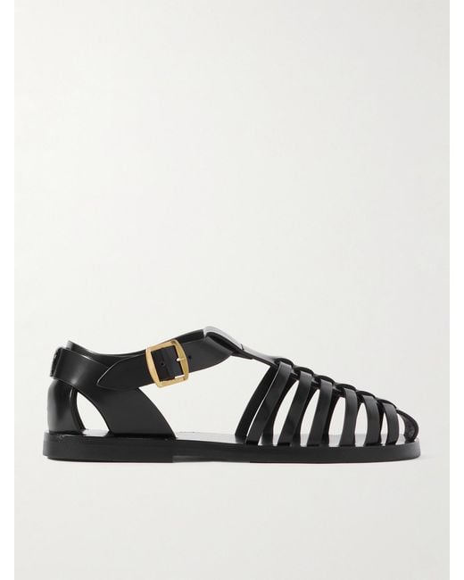 Bally Black Steva Fisherman Glossed-Leather Sandals