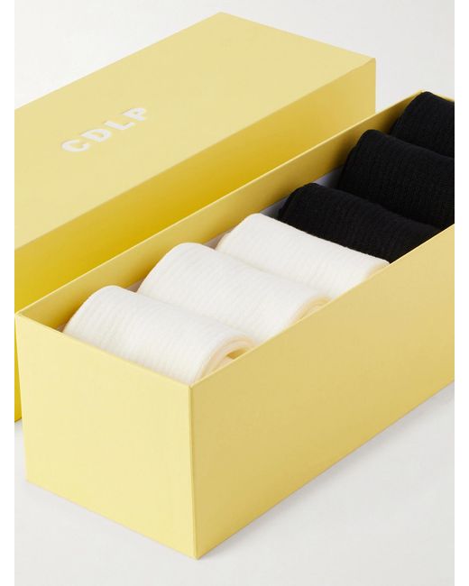 CDLP Black Set Of Six Ribbed Cotton-Blend Socks
