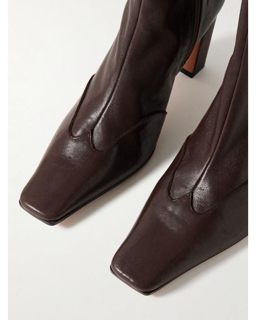 Khaite Brown Nevada Leather Ankle Boots