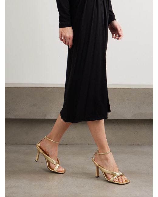 Bottega Veneta Natural Riva Padded Metallic Leather Sandals