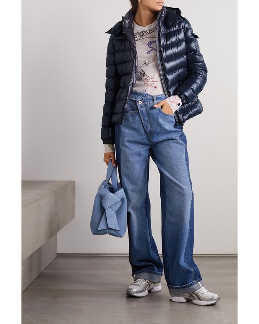 Moncler Blue Bady Quilted Shell Down Hooded Jacket