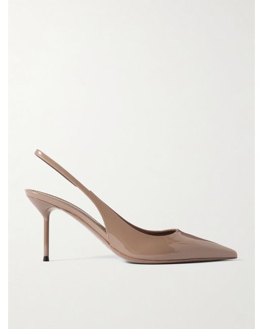 Paris Texas White Lidia Patent-Leather Slingback Pumps