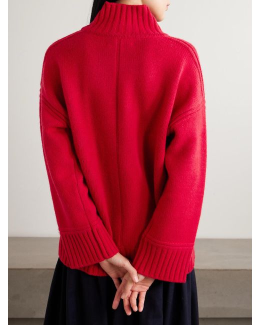 La Ligne Red Archie Wool And Cashmere-Blend Mock-Neck Sweater