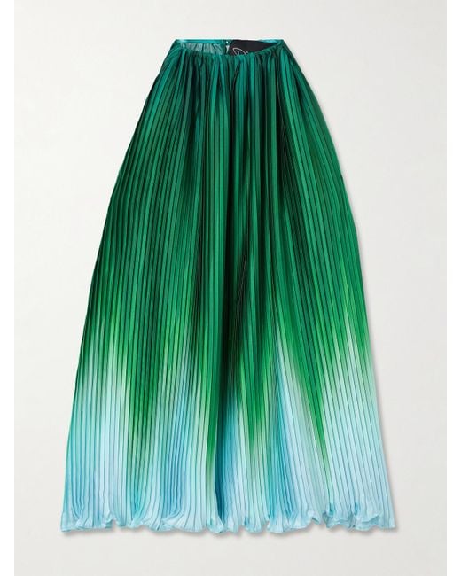 Dima Ayad Green Ombré Plissé-Taffeta Halterneck Top