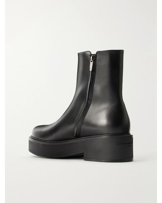 Gianvito Rossi Black Hiro Bootie Leather Ankle Boots