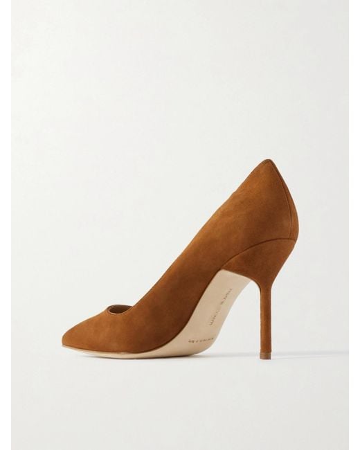 Manolo Blahnik Brown Bb 90 Suede Pumps