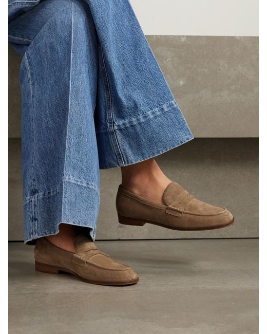 Gianvito Rossi Natural Georgie Suede Loafers