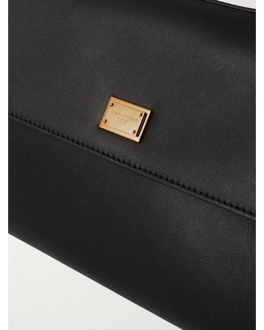 Dolce & Gabbana Black Sicily Schultertasche Aus Leder