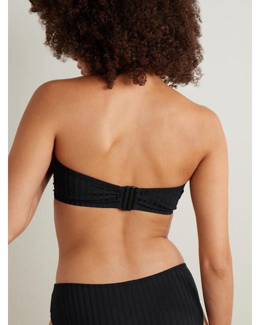 Eres Black Playa Geripptes Bandeau-Bikini-Oberteil