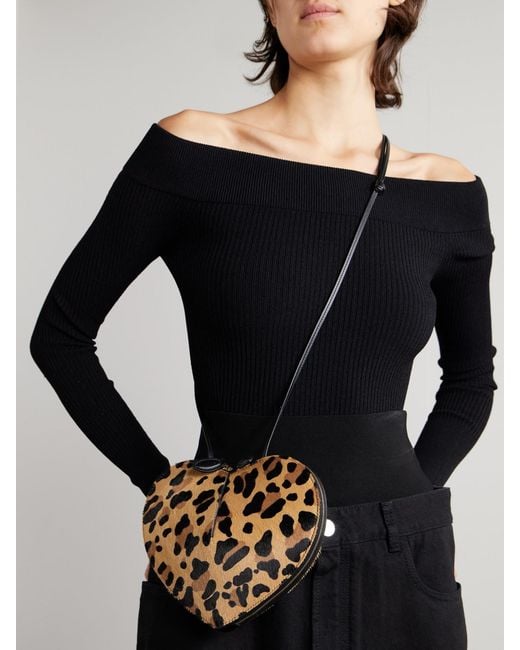 Alaïa White Le Coeur Leopard-Print Leather-Trimmed Calf Hair Shoulder Bag