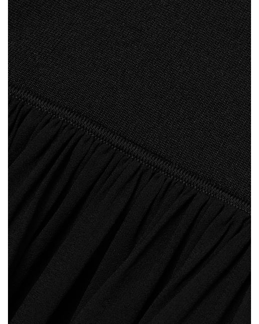 Ulla Johnson Black Liana Peplum Wool And Silk-Blend And Chiffon Turtleneck Sweater