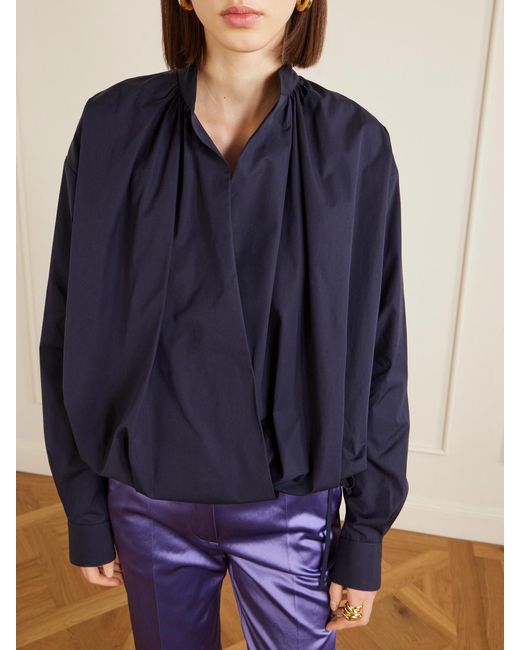 Dries Van Noten Blue Cotton-Poplin Wrap Shirt
