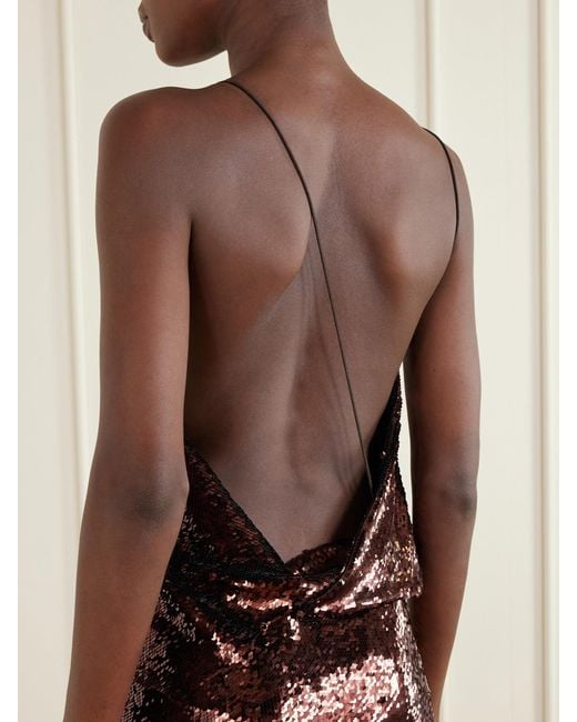 Alex Perry Brown Sequined Mesh Mini Dress