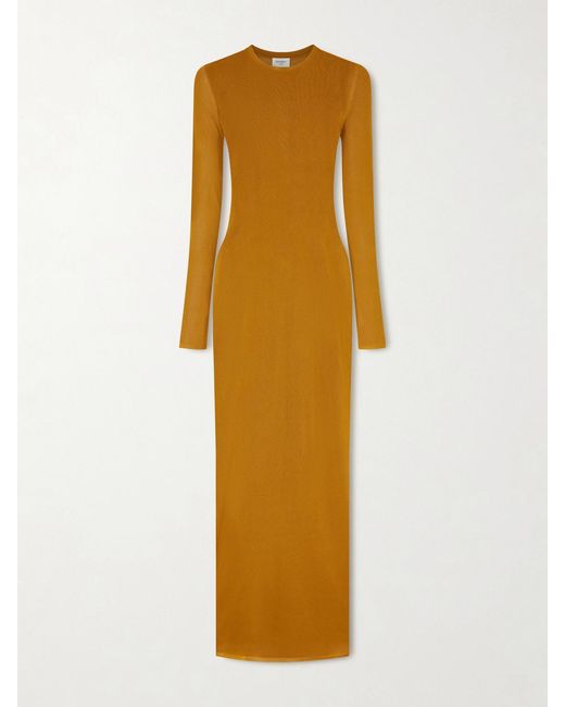 Saint Laurent Yellow Knitted Maxi Dress