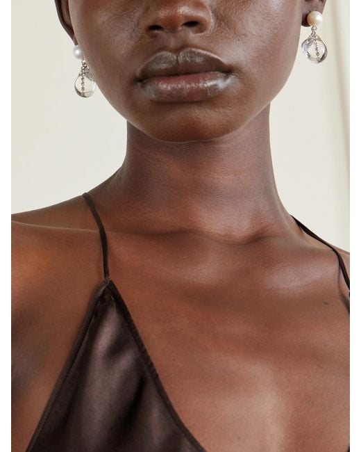 Completedworks White Crystal And Pearl-Embellished Resin Drop Earrings