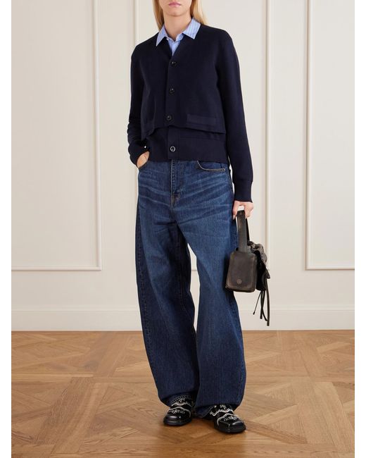 Sacai Blue Cotton-Poplin Cardigan