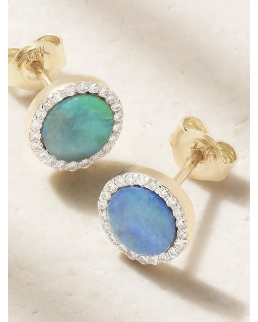 Mateo Natural 14-Karat, Opal And Diamond Earrings