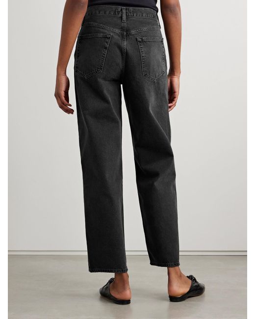 Agolde Black V-Waist Baggy Mid-Rise Straight-Leg Jeans