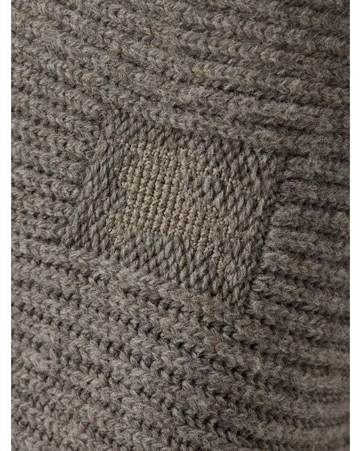 Burberry Gray Ribbed Wool-Blend Midi Skirt