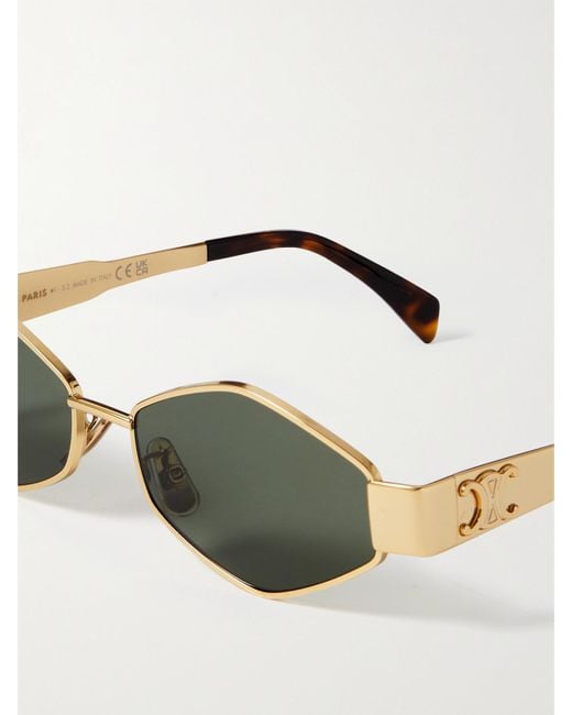Céline Green Triomphe Hexagon-Frame-Tone Sunglasses
