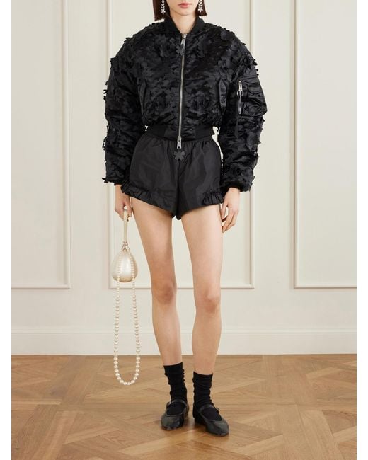CECILIE BAHNSEN Black Alpha Industries Ma-1 Cropped Laser-Cut Padded Shell Bomber Jacket