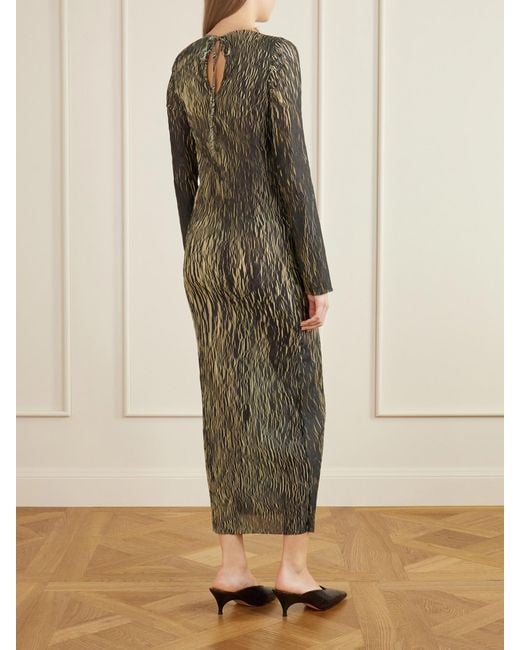 LIBEROWE Green Leighton Plissé Midi Dress