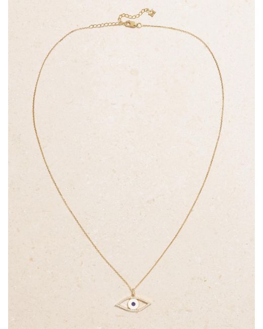 Mateo Natural Eye Of Protection 14-Karat, Enamel And Diamond Necklace