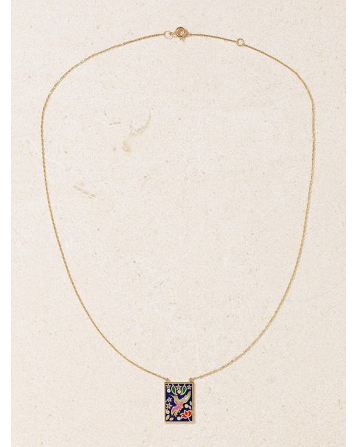 L'Atelier Nawbar Natural Fly Like A Bird 18-Karat, Enamel And Diamond Necklace