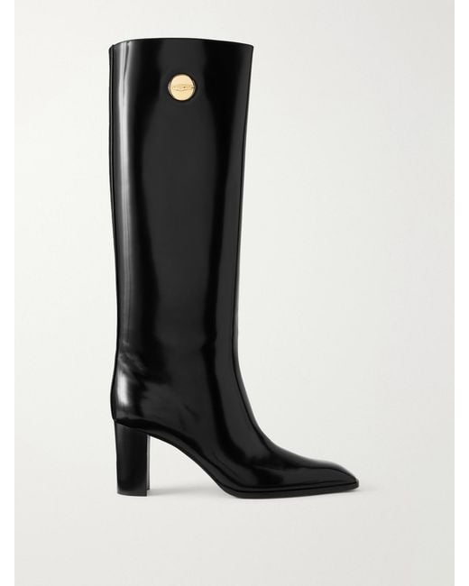 Saint Laurent Black Louis 85 Leather Knee-Height Boots