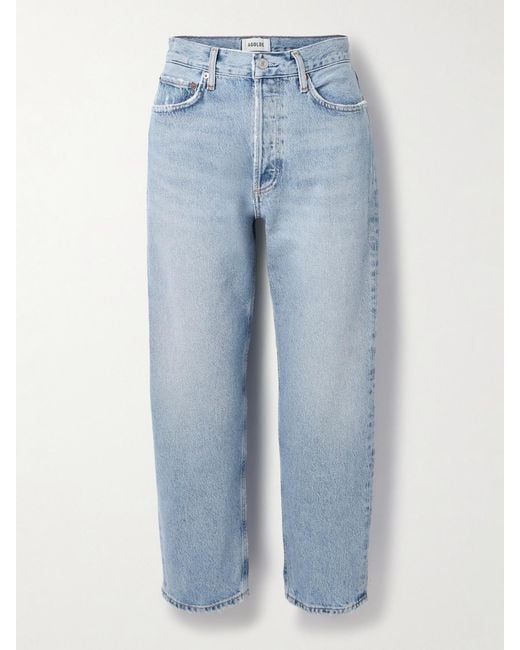 Agolde Blue '90S Crop Mid-Rise Straight-Leg Jeans