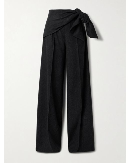 Max Mara Black Arsenio Tie-Front Wool-Blend Felt Wide-Leg Pants