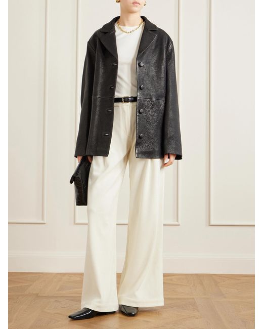Rohe Black Paneled Textured-Leather Jacket
