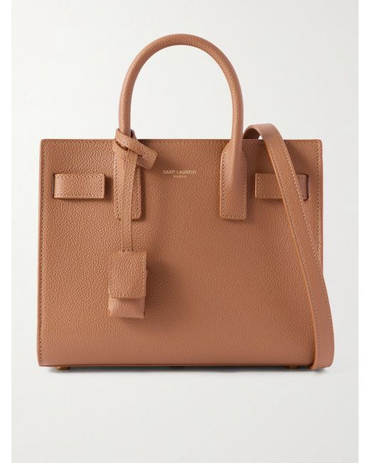 Saint Laurent Brown Sac De Jour Nano Textured-Leather Tote