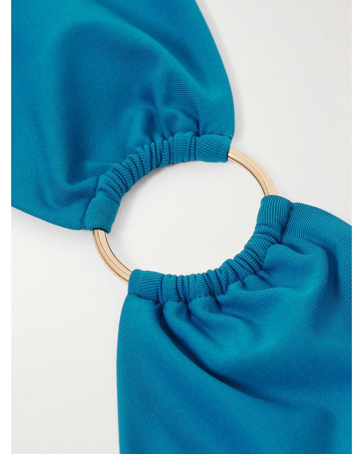 Melissa Odabash Blue Hamburg Embellished Halterneck Bikini Top