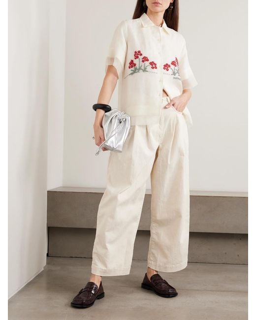 S.S.Daley Natural Ivy Pleated Cropped Mid-Rise Barrel-Leg Jeans